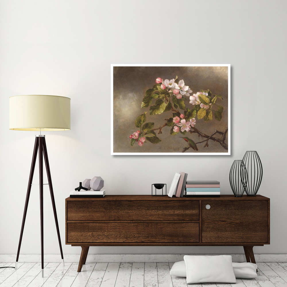 Hummingbird and Apple Blossoms-Paper Art-50&quotx38"
