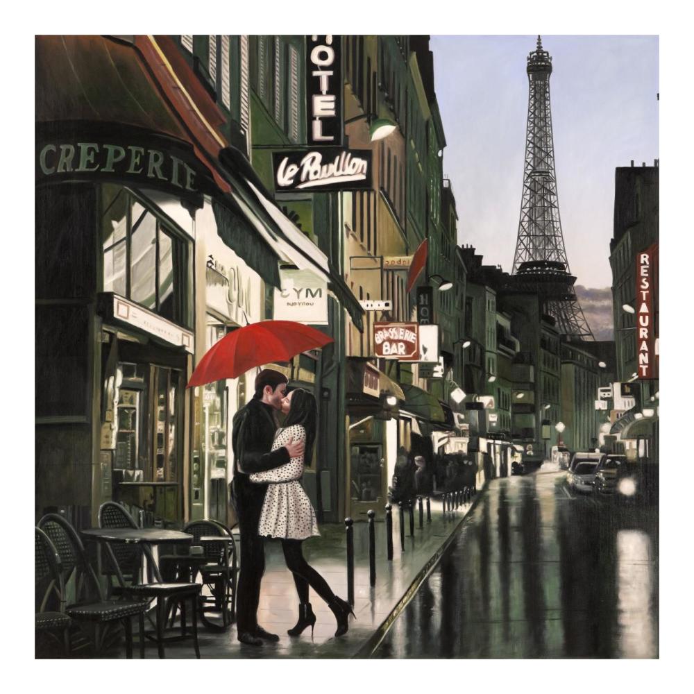 Romance in Paris-Paper Art-20"x20"