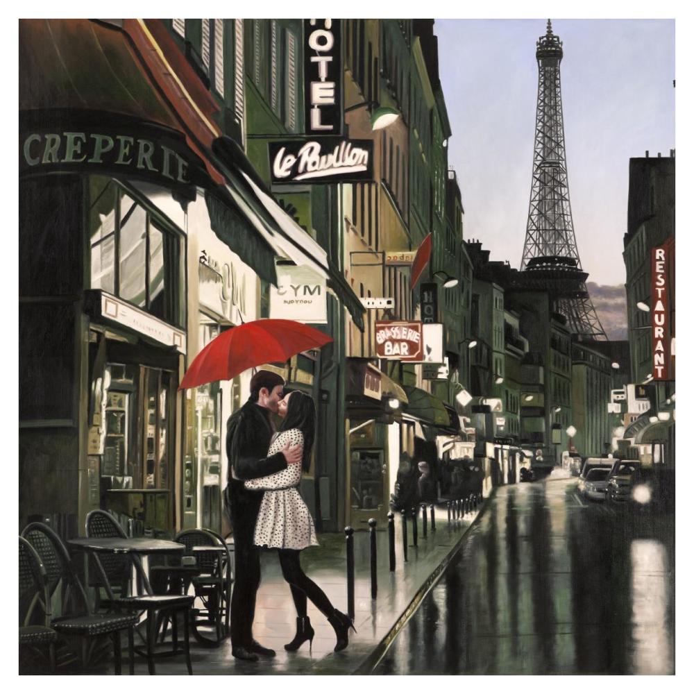 Romance in Paris-Paper Art-38"x38"