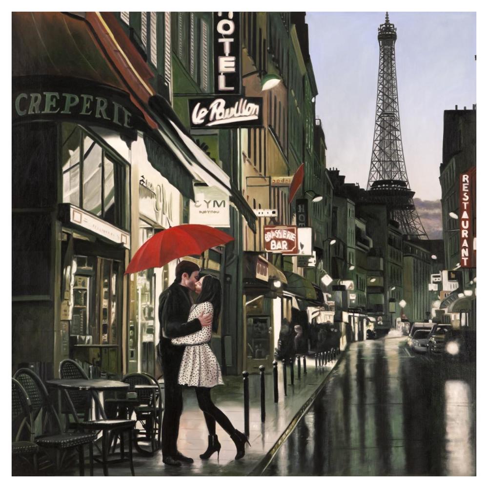 Romance in Paris-Paper Art-42"x42"