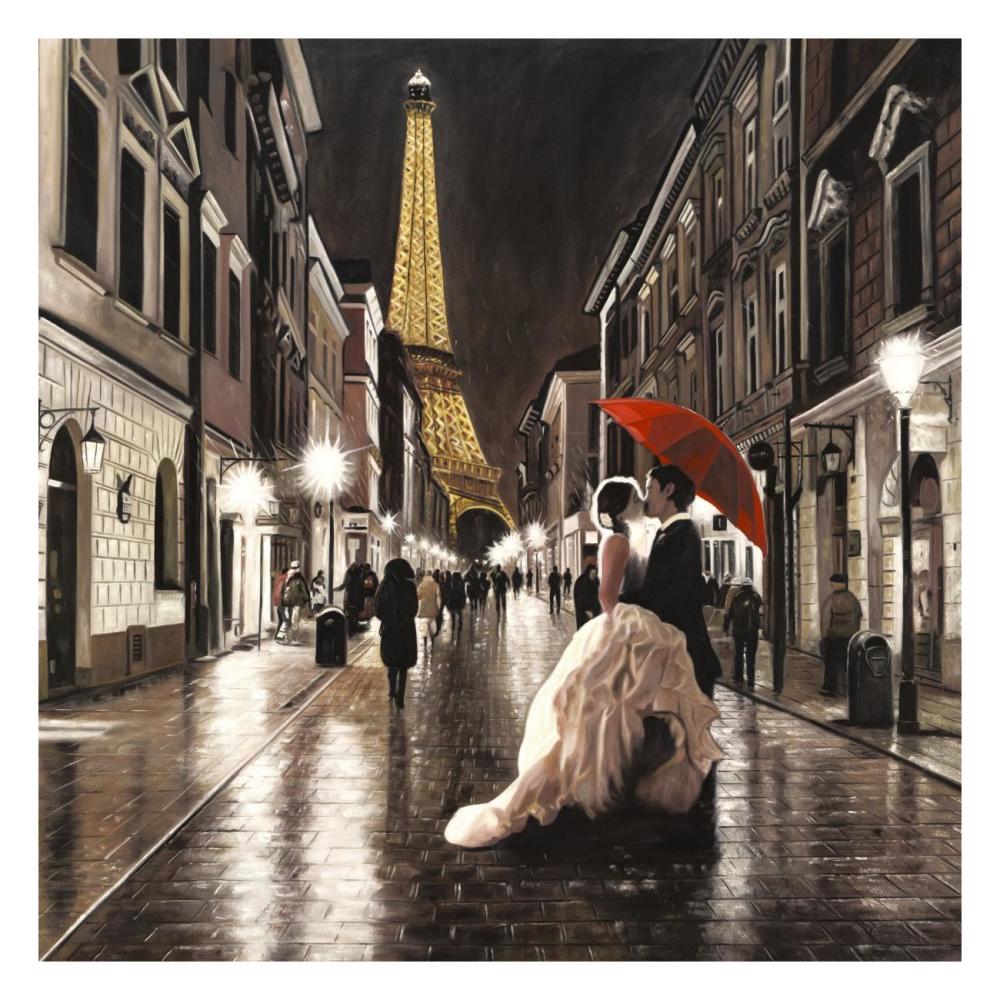 Kissing in Paris (detail)-Paper Art-26"x26"