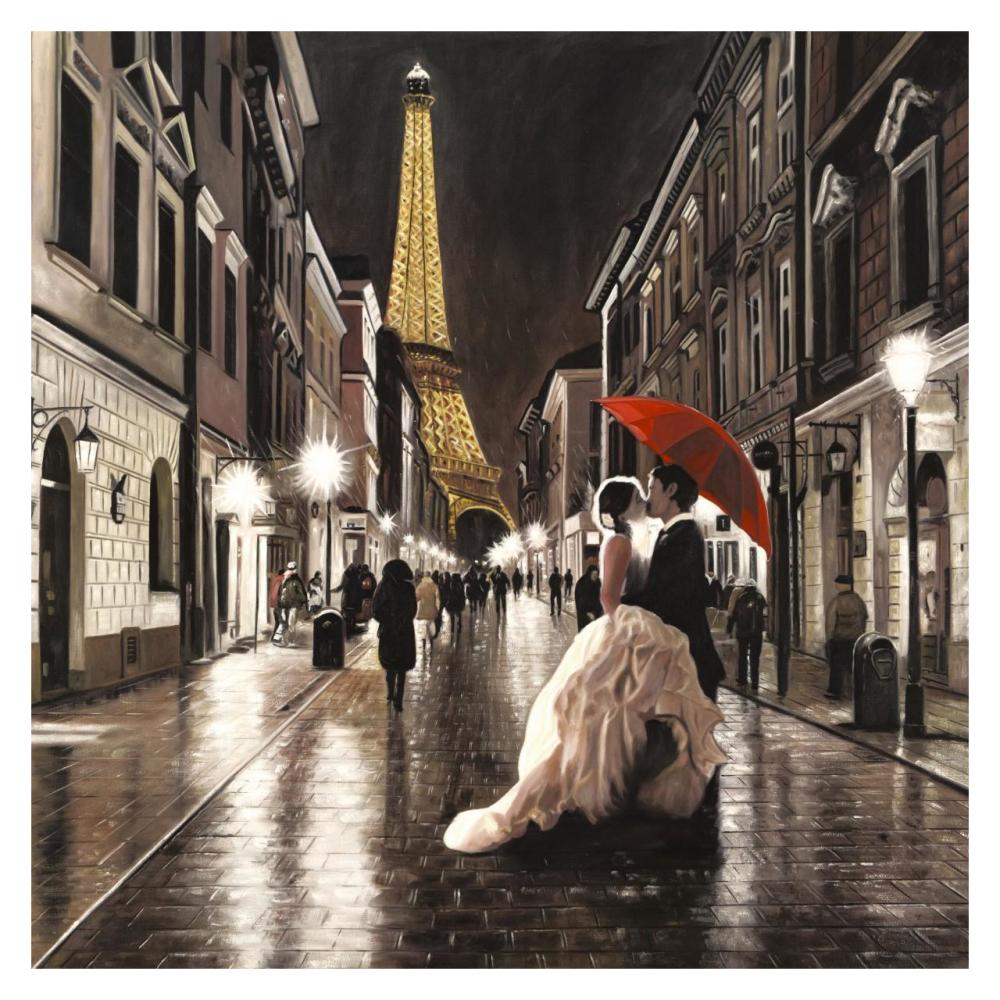 Kissing in Paris (detail)-Paper Art-32"x32"