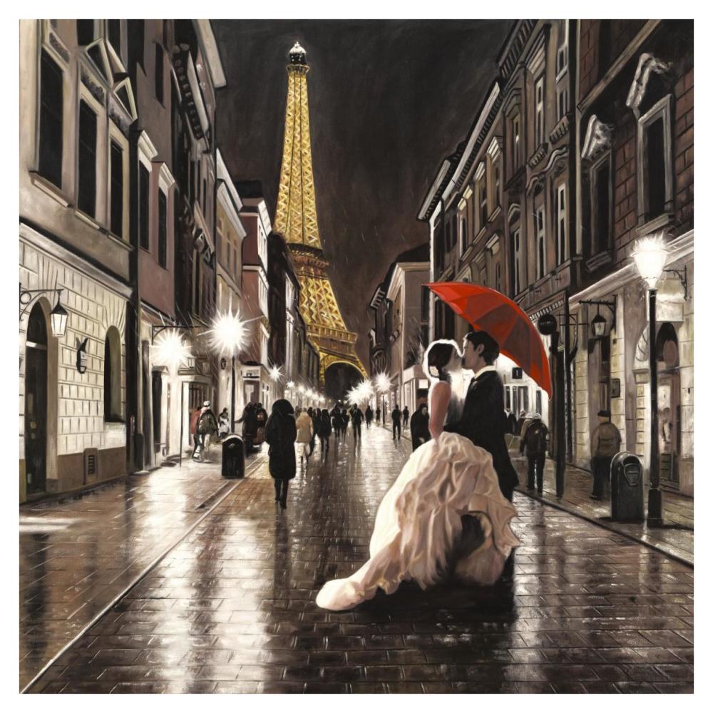 Kissing in Paris (detail)-Paper Art-38"x38"