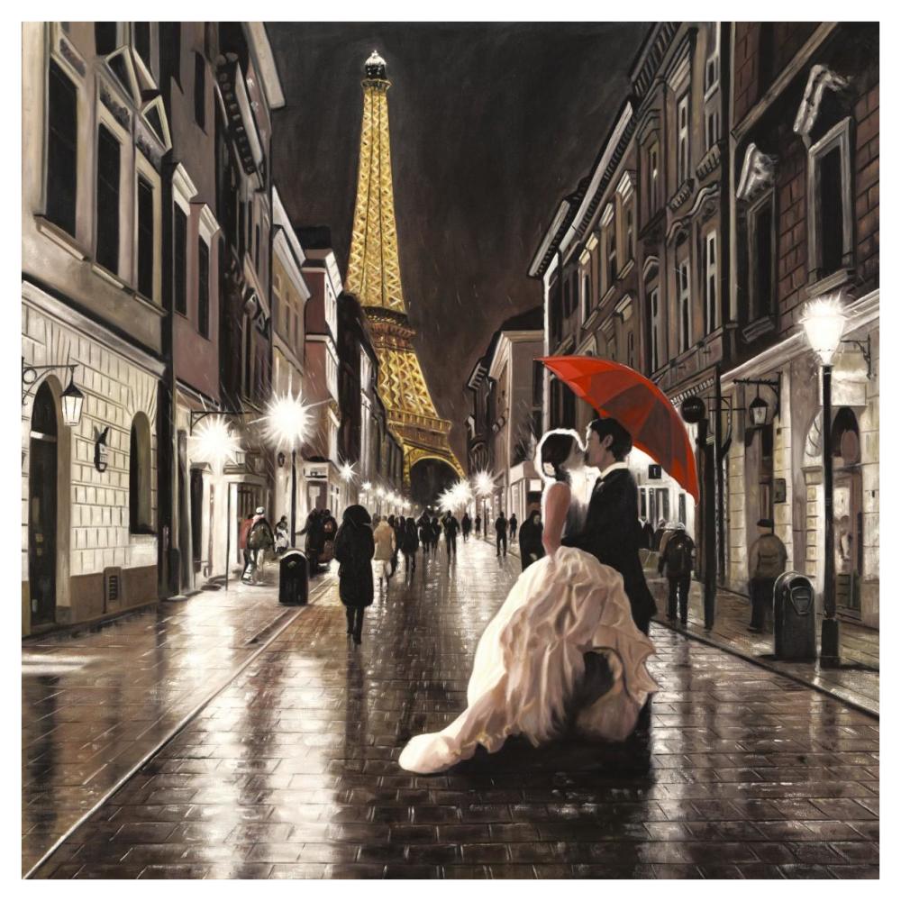 Kissing in Paris (detail)-Paper Art-42"x42"