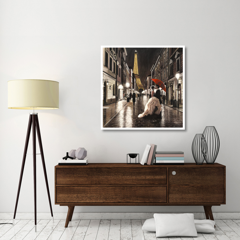 Kissing in Paris (detail)-Paper Art-42&quotx42"