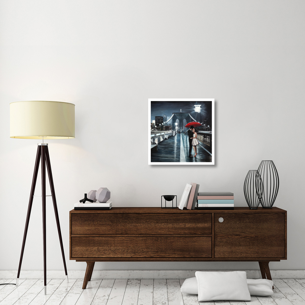 Kissing on Brooklyn Bridge-Paper Art-26&quotx26"