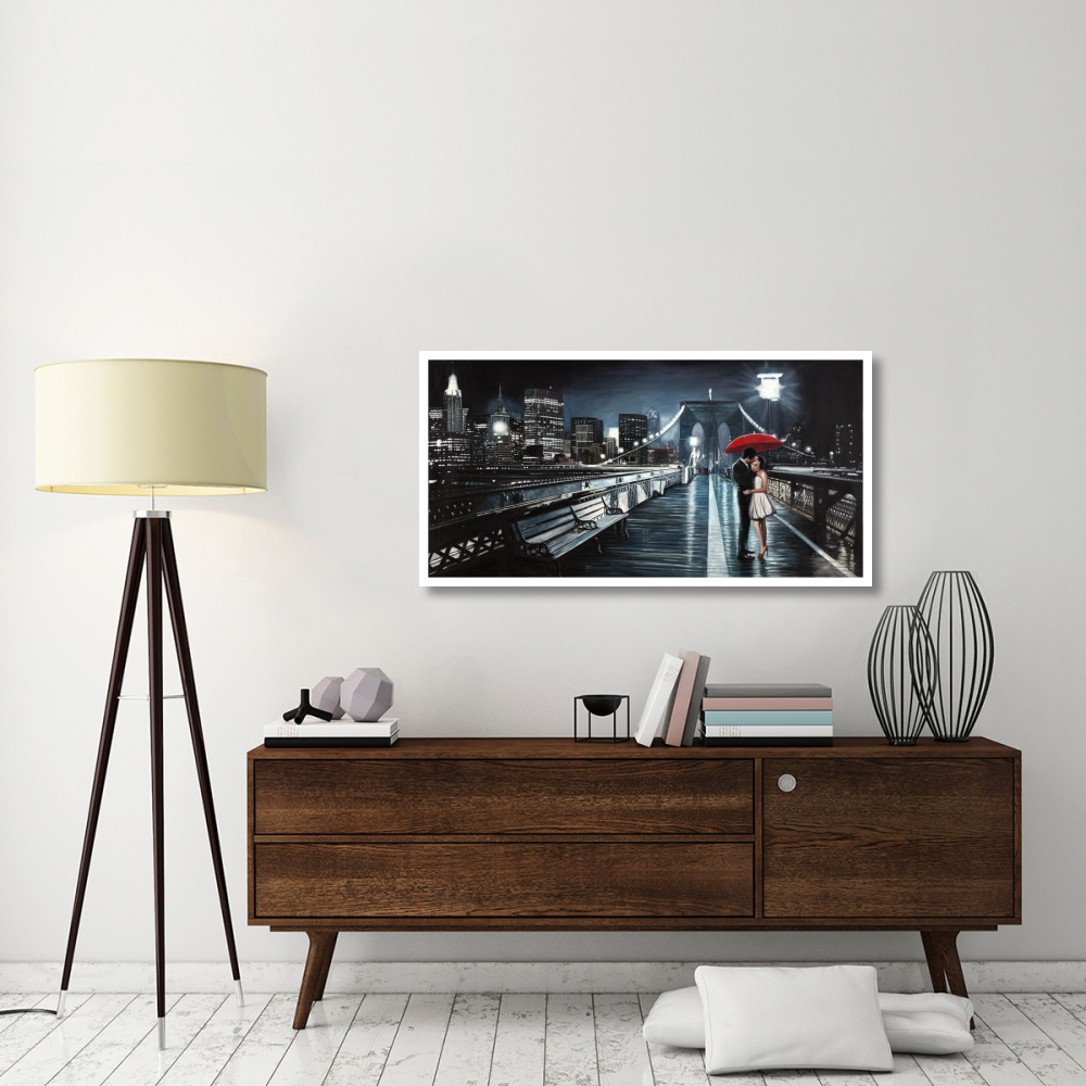 Kissing on Brooklyn Bridge-Paper Art-50&quotx26"