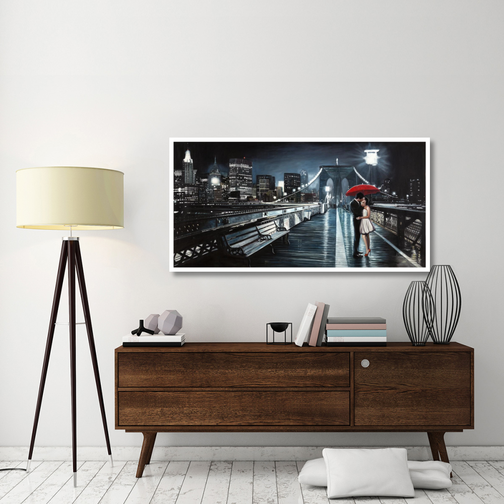 Kissing on Brooklyn Bridge-Paper Art-62&quotx32"