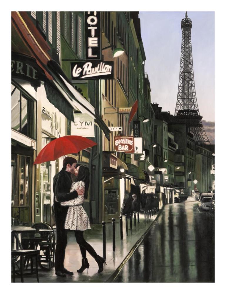 Romance in Paris (detail)-Paper Art-20"x26"
