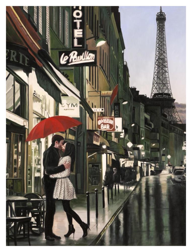 Romance in Paris (detail)-Paper Art-32"x42"
