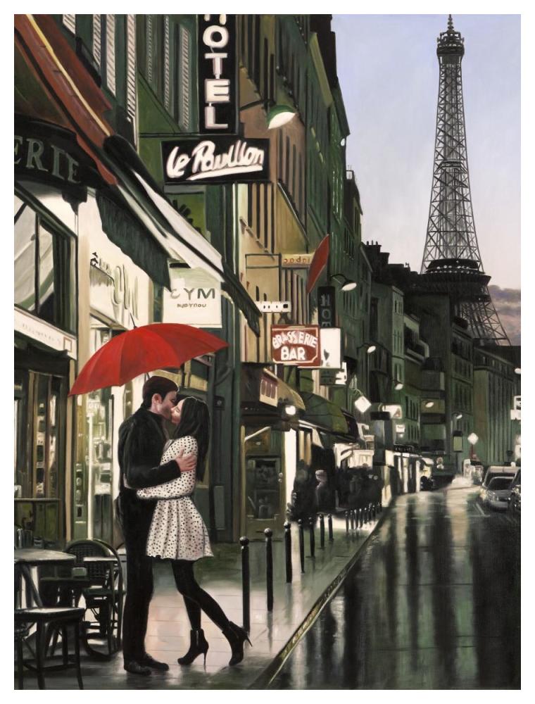 Romance in Paris (detail)-Paper Art-38"x50"