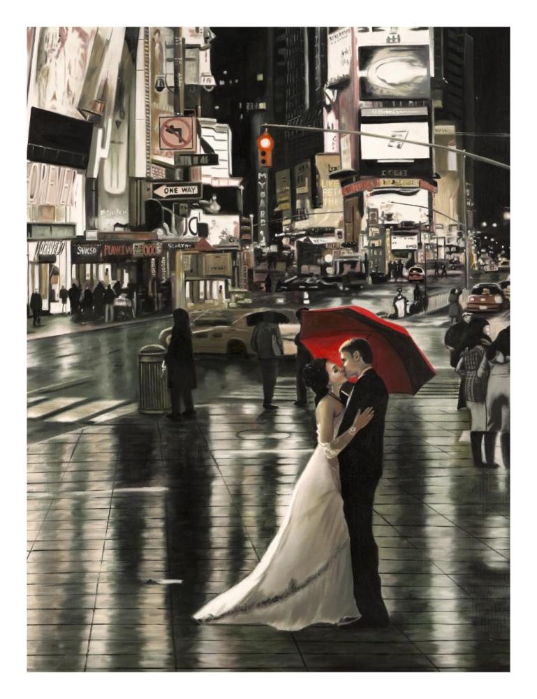 Romance in New York (detail)-Paper Art-20"x26"