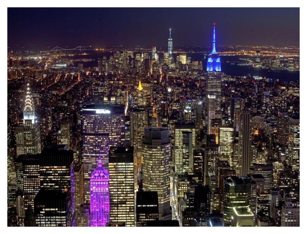 Midtown and Lower Manhattan at night-Paper Art-42"x32"