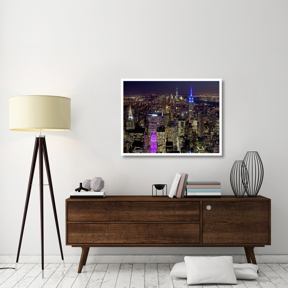 Midtown and Lower Manhattan at night-Paper Art-42&quotx32"