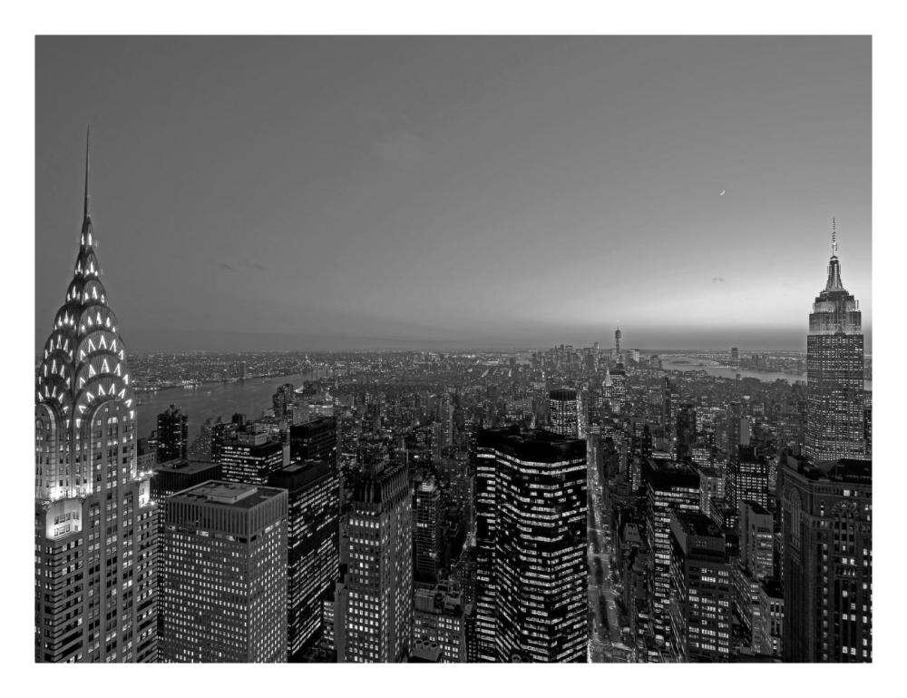 Midtown and Lower Manhattan at dusk-Paper Art-26"x20"