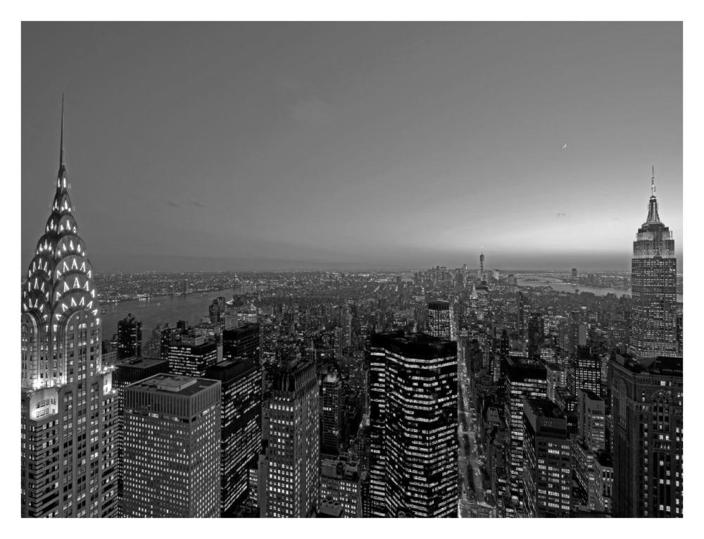 Midtown and Lower Manhattan at dusk-Paper Art-34"x26"