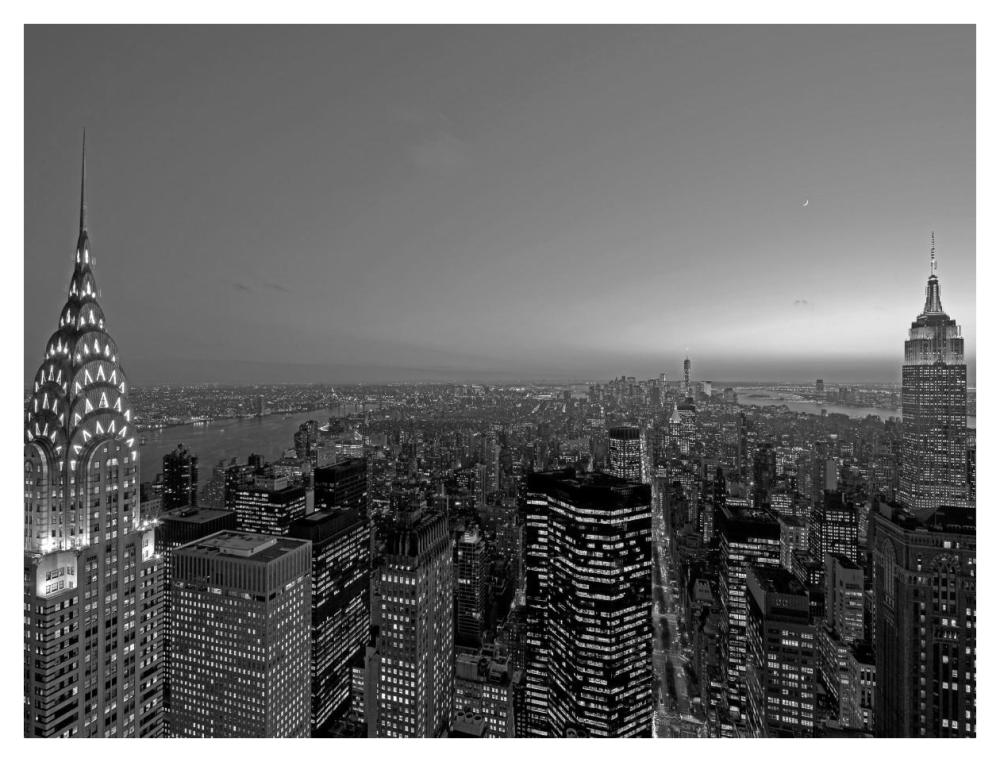 Midtown and Lower Manhattan at dusk-Paper Art-42"x32"