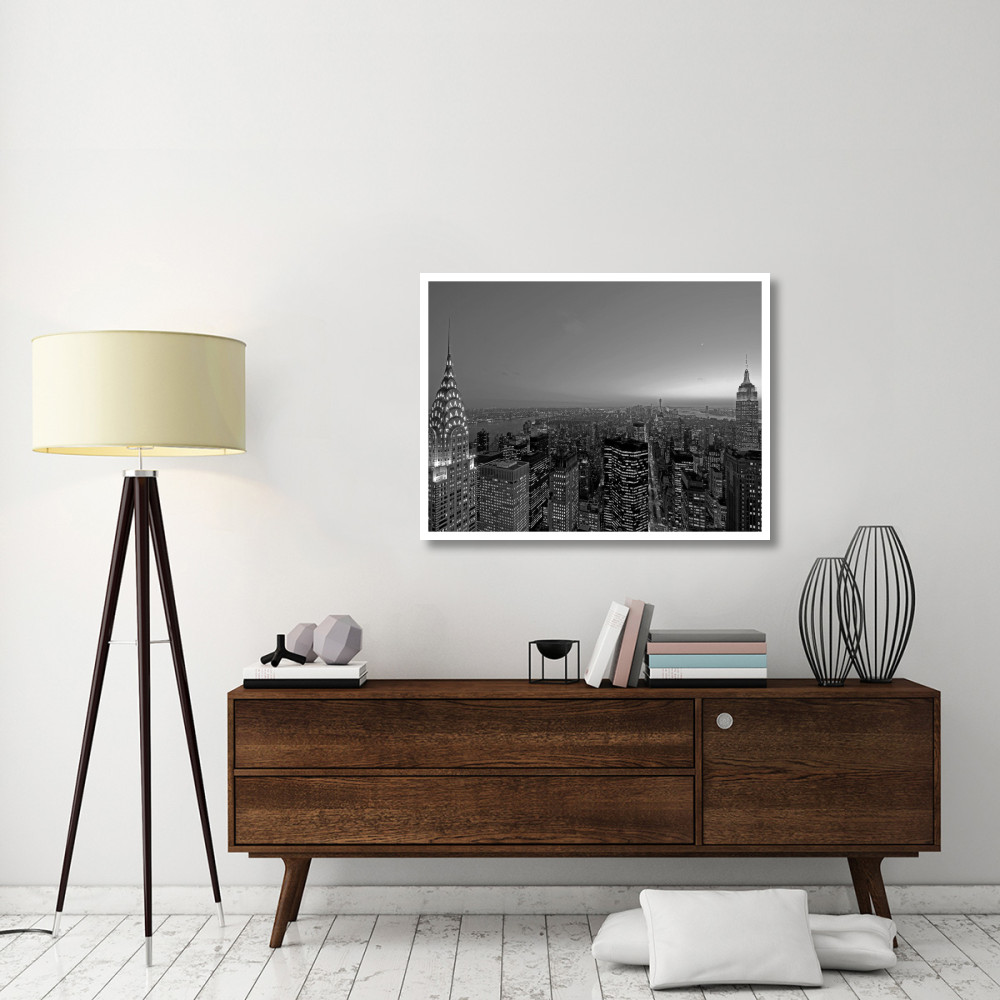 Midtown and Lower Manhattan at dusk-Paper Art-42&quotx32"
