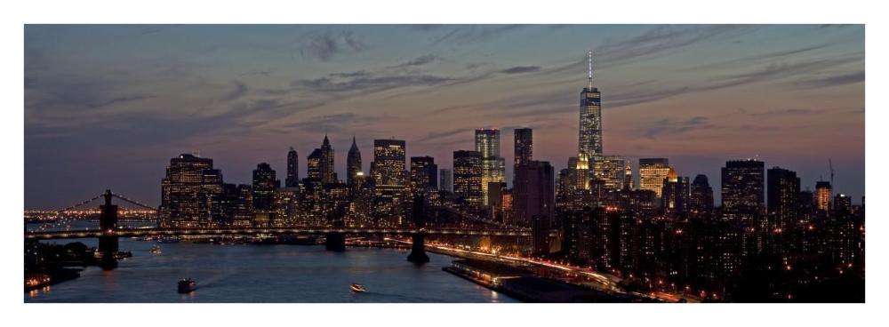 Lower Manhattan at dusk-Paper Art-38"x14"