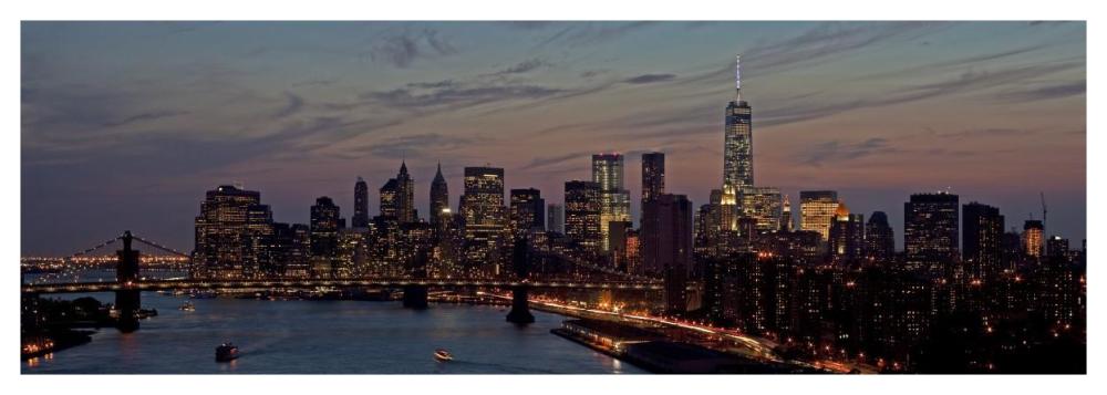 Lower Manhattan at dusk-Paper Art-56"x20"