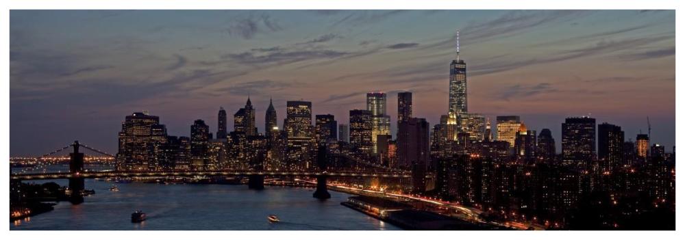 Lower Manhattan at dusk-Paper Art-74"x26"