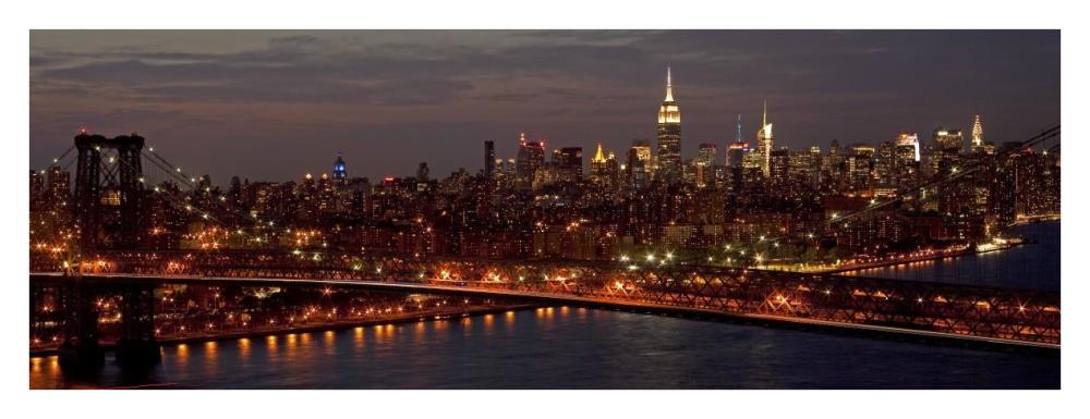 Midtown Manhattan and Williamsburg Bridge-Paper Art-38"x14.6"