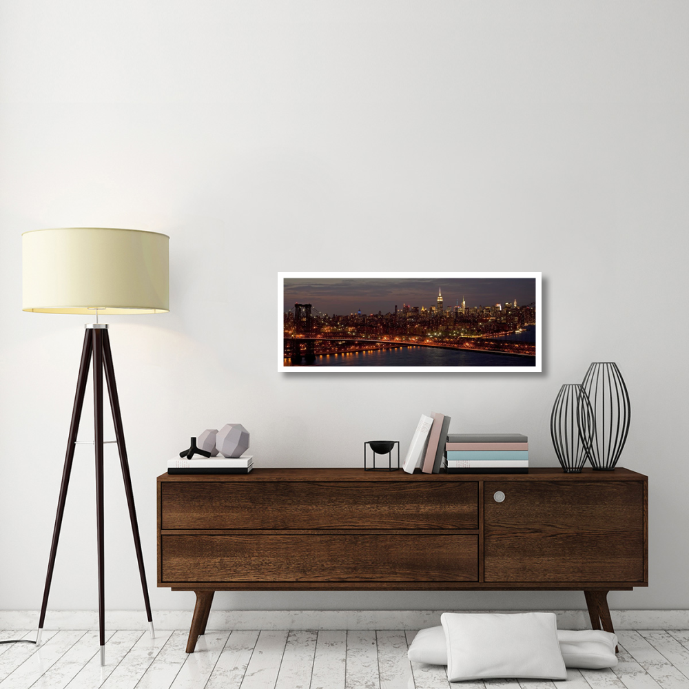 Midtown Manhattan and Williamsburg Bridge-Paper Art-46&quotx17.4"
