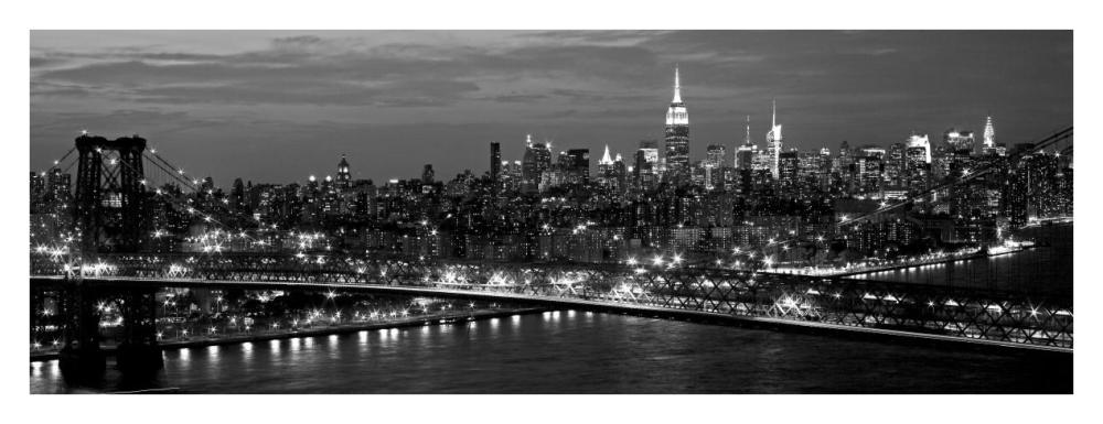 Midtown Manhattan and Williamsburg Bridge-Paper Art-38"x14.6"