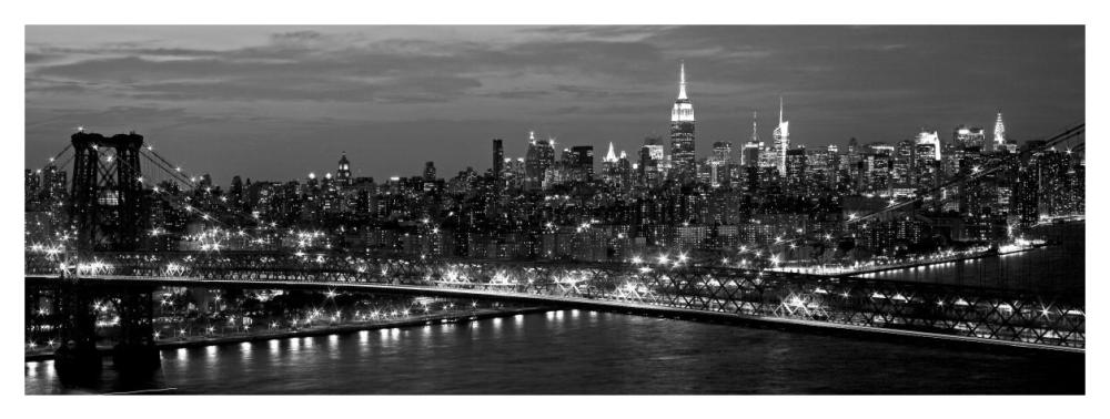 Midtown Manhattan and Williamsburg Bridge-Paper Art-46"x17.4"