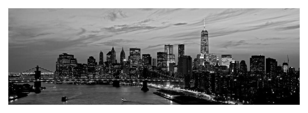 Lower Manhattan at dusk-Paper Art-38"x14"