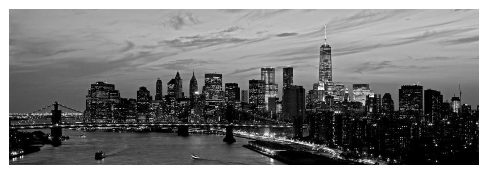 Lower Manhattan at dusk-Paper Art-56"x20"