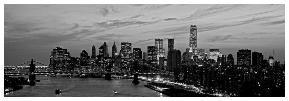 Lower Manhattan at dusk-Paper Art-74"x26"