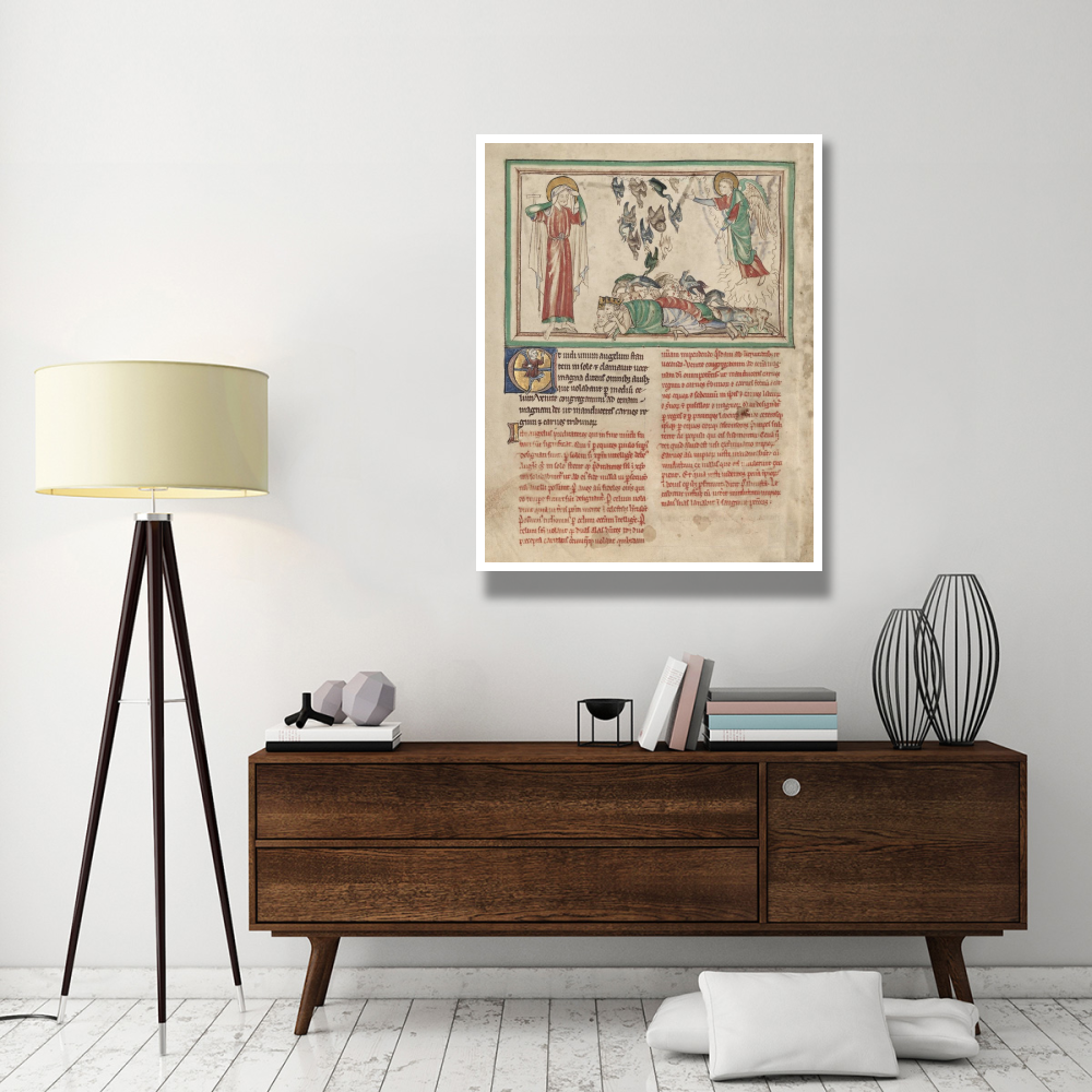 An Angel Standing in the Sun and Birds Invited to the Repast-Paper Art-38&quotx50"