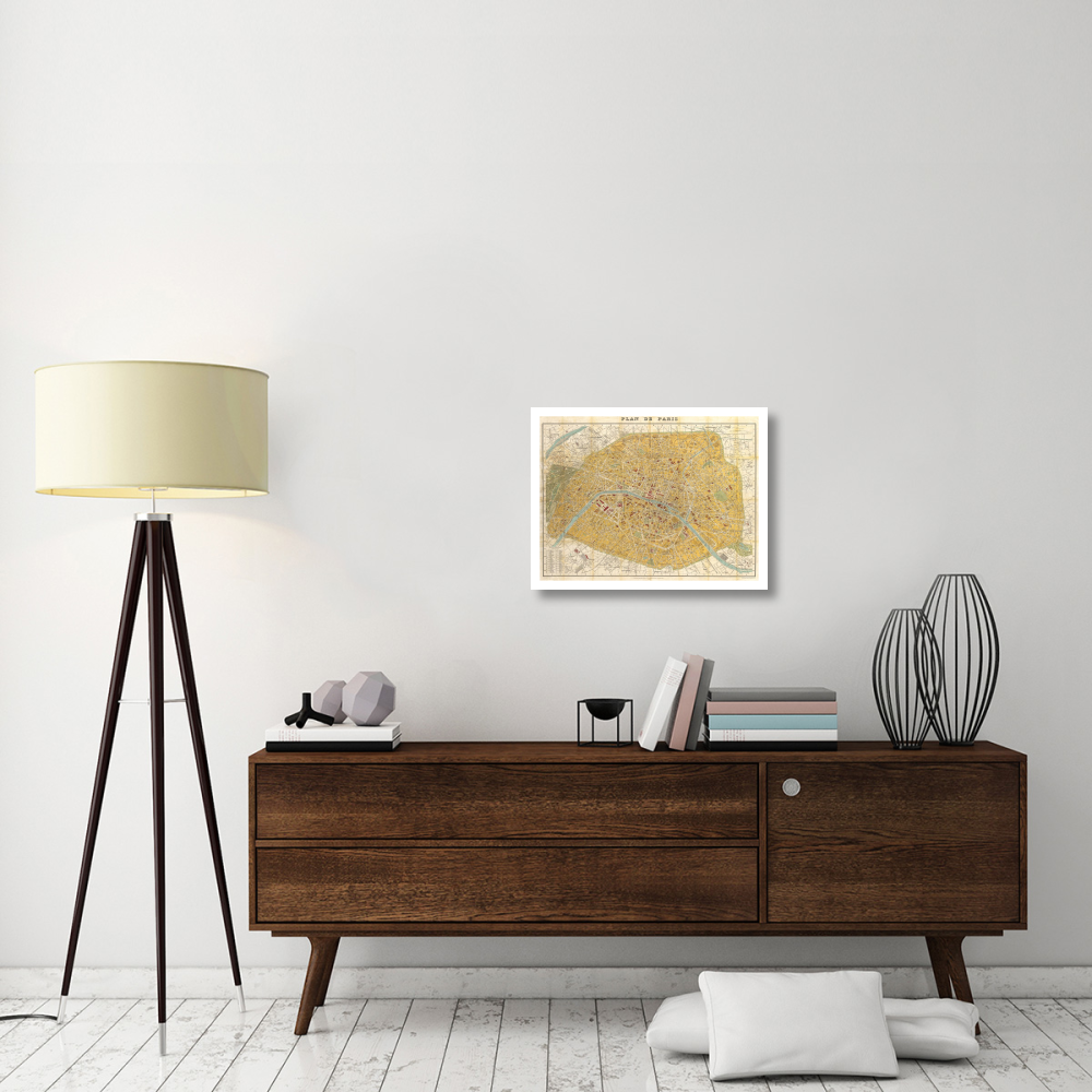 Gilded Map of Paris-Paper Art-26&quotx20"