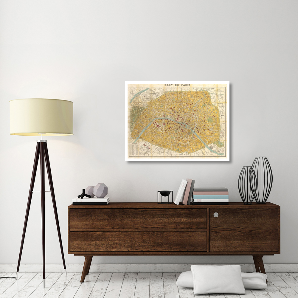 Gilded Map of Paris-Paper Art-42&quotx32"
