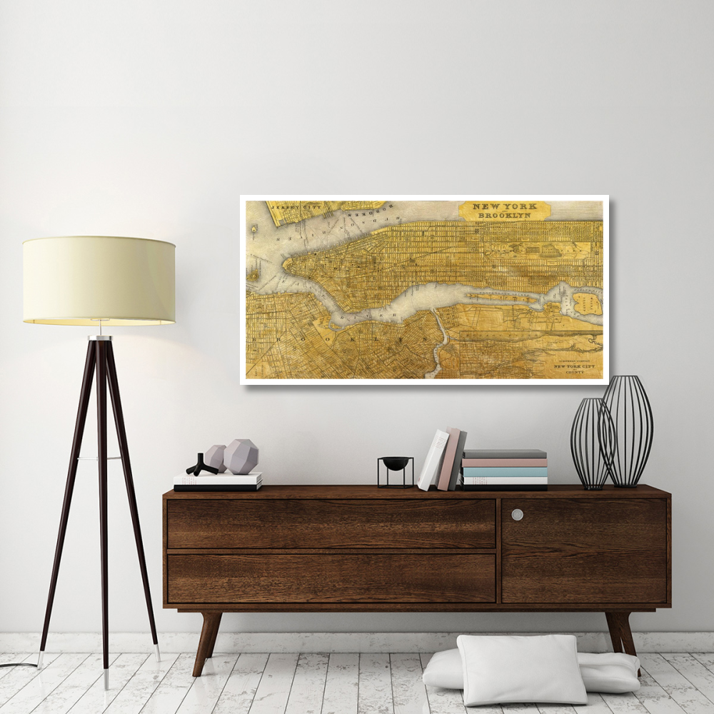 Gilded Map of NYC-Paper Art-62&quotx32"