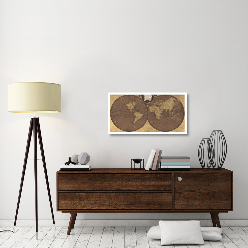 Gilded World Hemispheres II-Paper Art-38&quotx20"