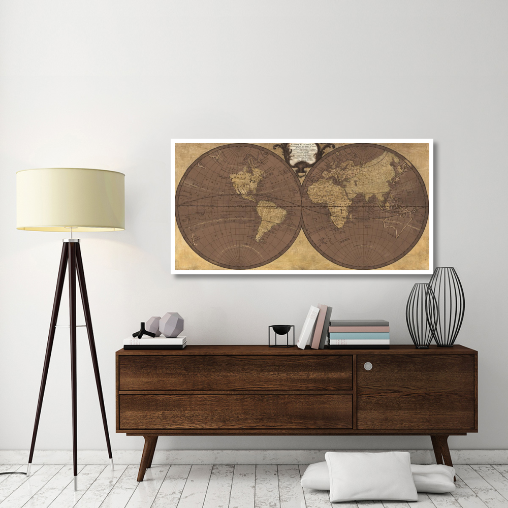 Gilded World Hemispheres II-Paper Art-62&quotx32"