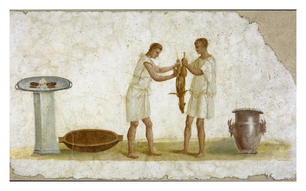 Fragment of a Fresco Panel with a Meal Preparation-Paper Art-32"x20"