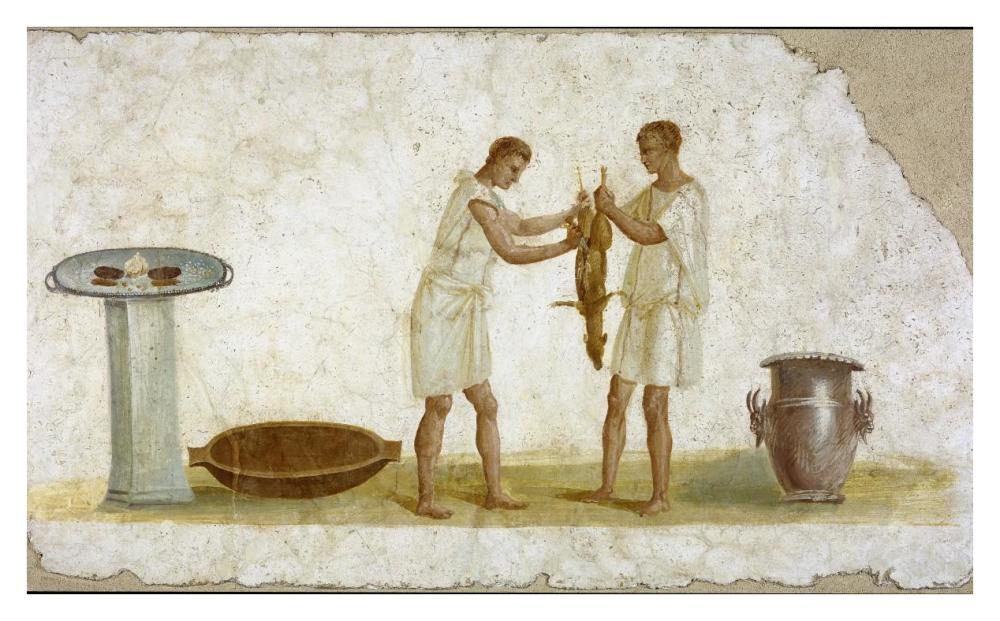 Fragment of a Fresco Panel with a Meal Preparation-Paper Art-38"x24"