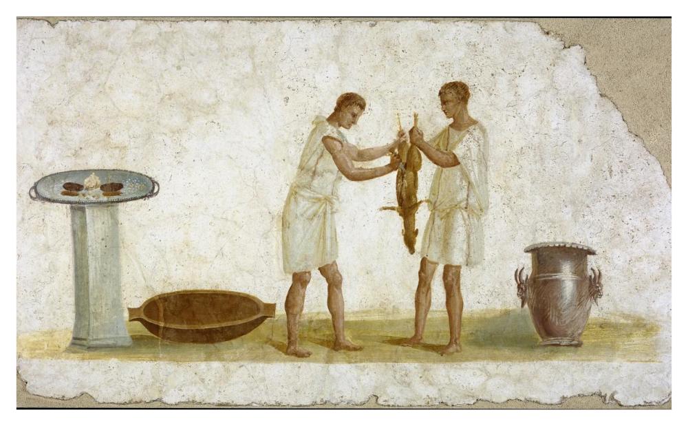 Fragment of a Fresco Panel with a Meal Preparation-Paper Art-42"x26"