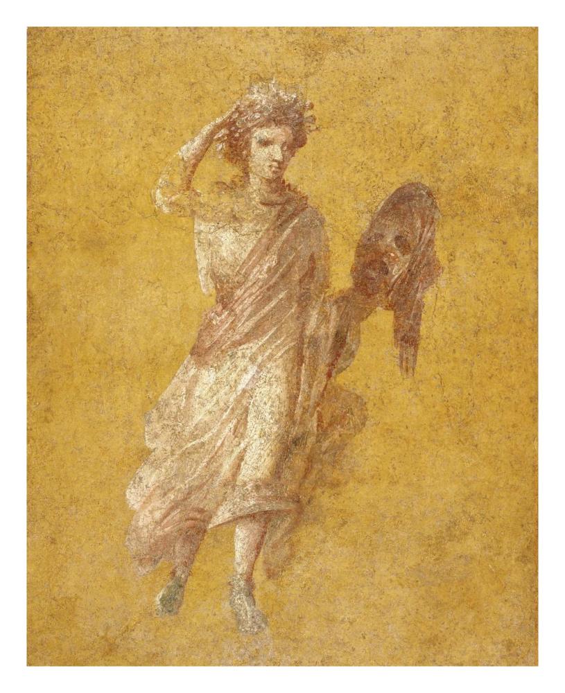 Fragment of a Yellow Fresco Panel with Muse-Paper Art-22"x26"