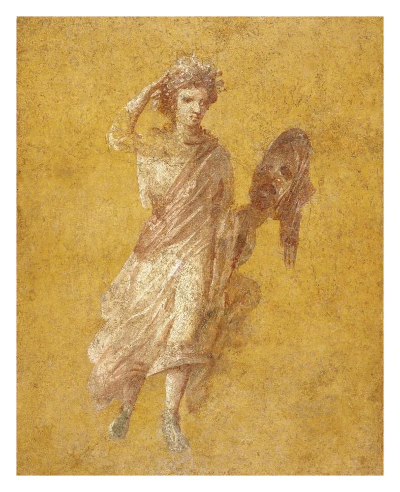 Fragment of a Yellow Fresco Panel with Muse-Paper Art-24"x30"