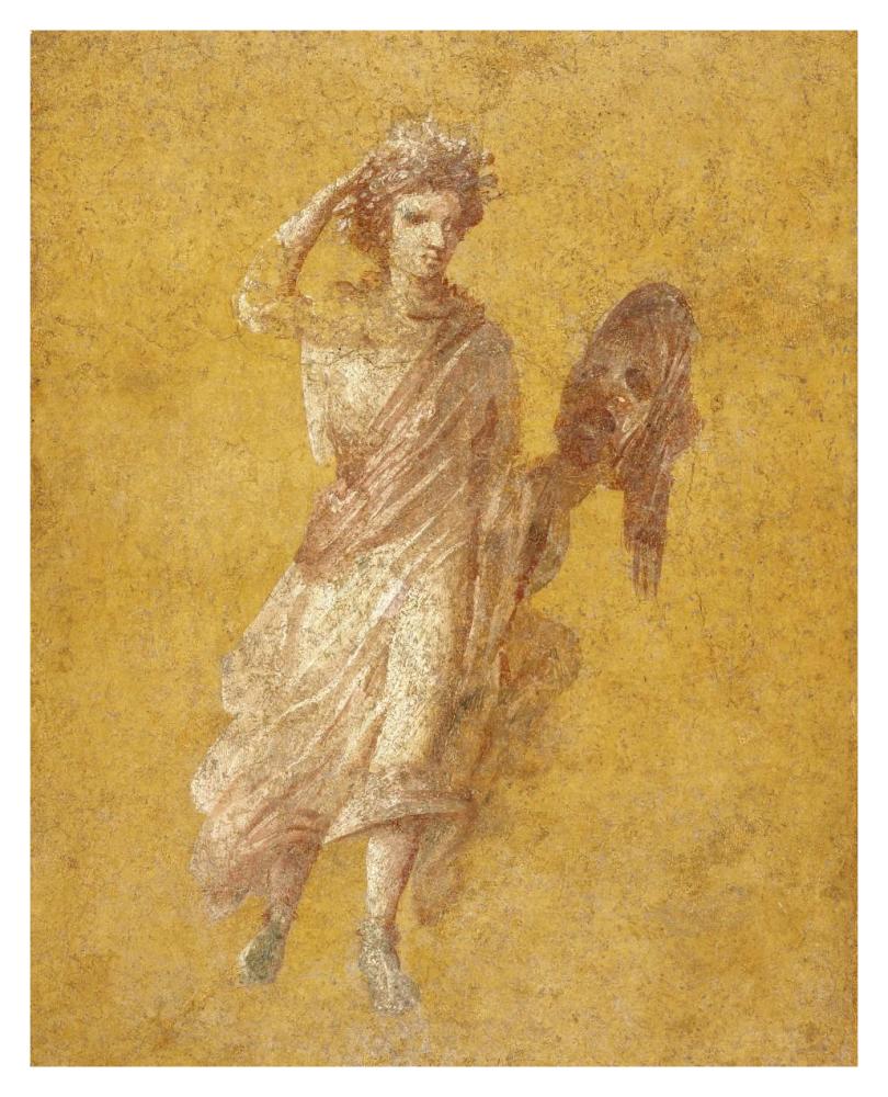 Fragment of a Yellow Fresco Panel with Muse-Paper Art-30"x37"
