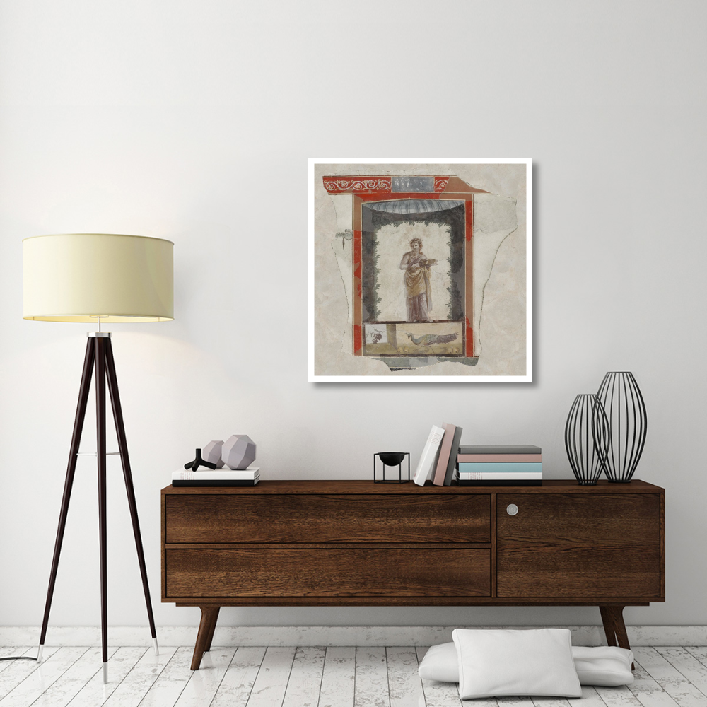 Fresco Depicting a Woman (Maenad) Holding a Dish, Peacock and Fruit Below-Paper Art-38&quotx38"