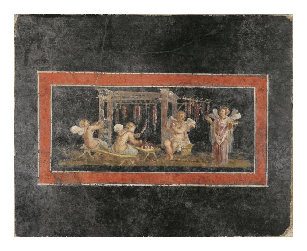 Fresco Fragment with Four Cupids Hanging Garlands-Paper Art-22"x18"