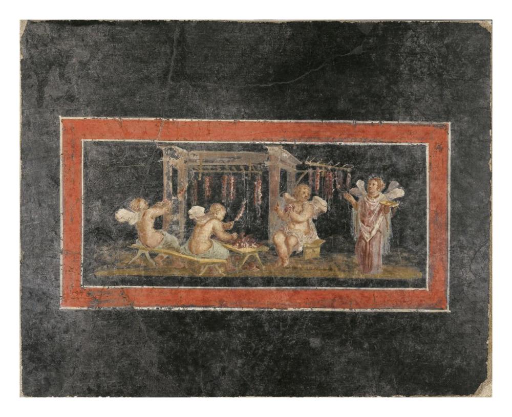 Fresco Fragment with Four Cupids Hanging Garlands-Paper Art-26"x22"