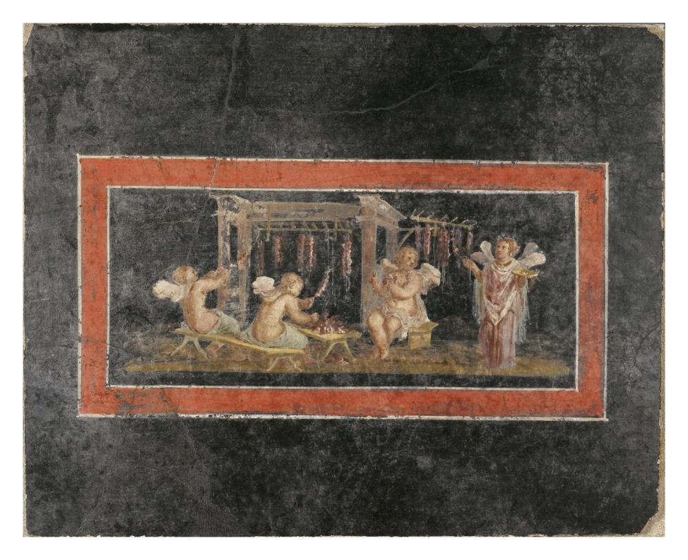 Fresco Fragment with Four Cupids Hanging Garlands-Paper Art-30"x24"