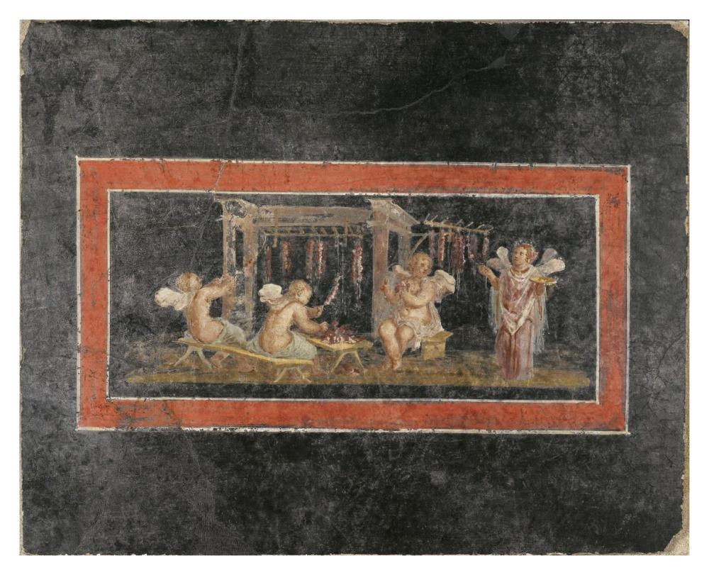 Fresco Fragment with Four Cupids Hanging Garlands-Paper Art-37"x30"