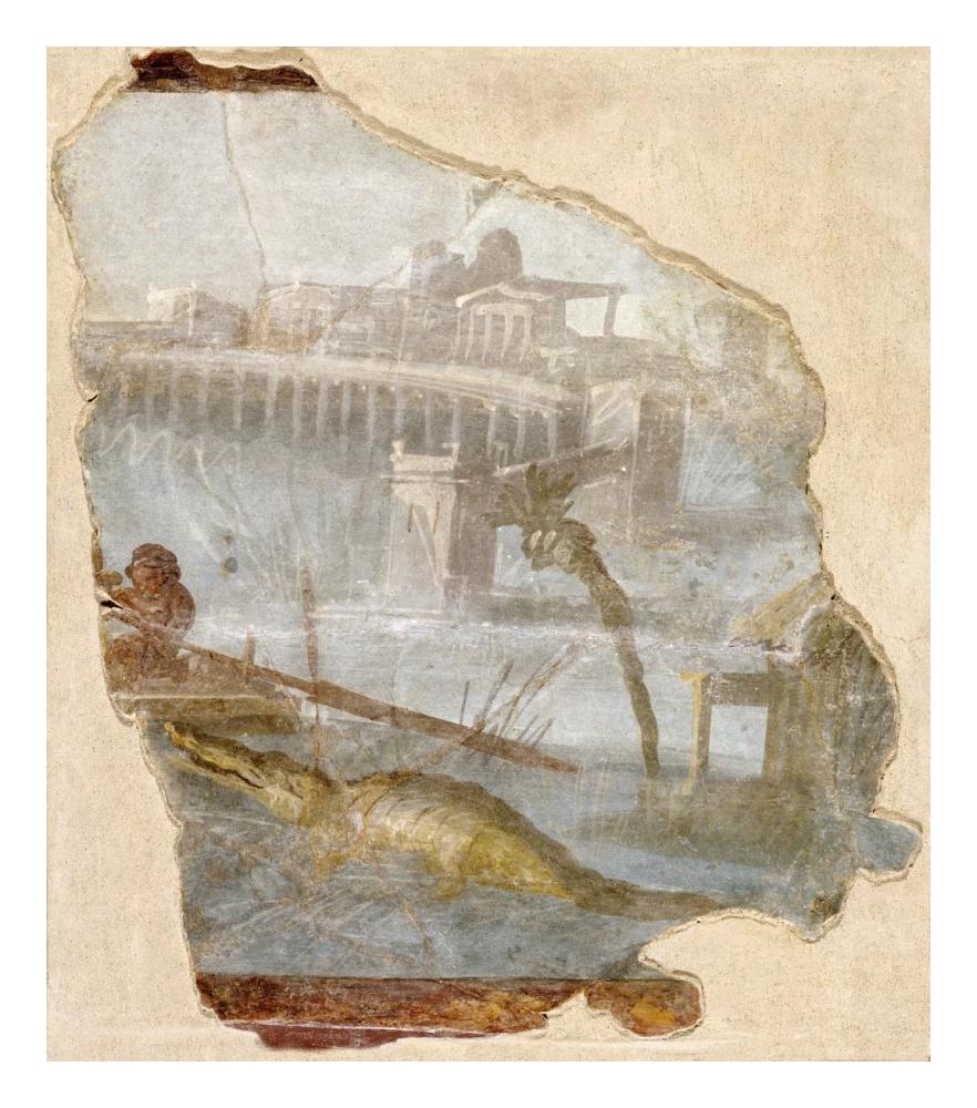 Fresco Fragment with Nilotic Landscape-Paper Art-21"x24"